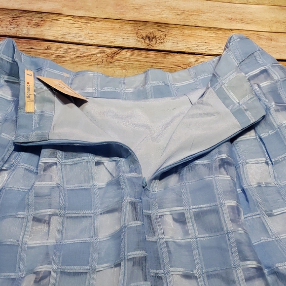 Banana - Blue Checked Lined Short Skirt Large New - Picture 4 of 7